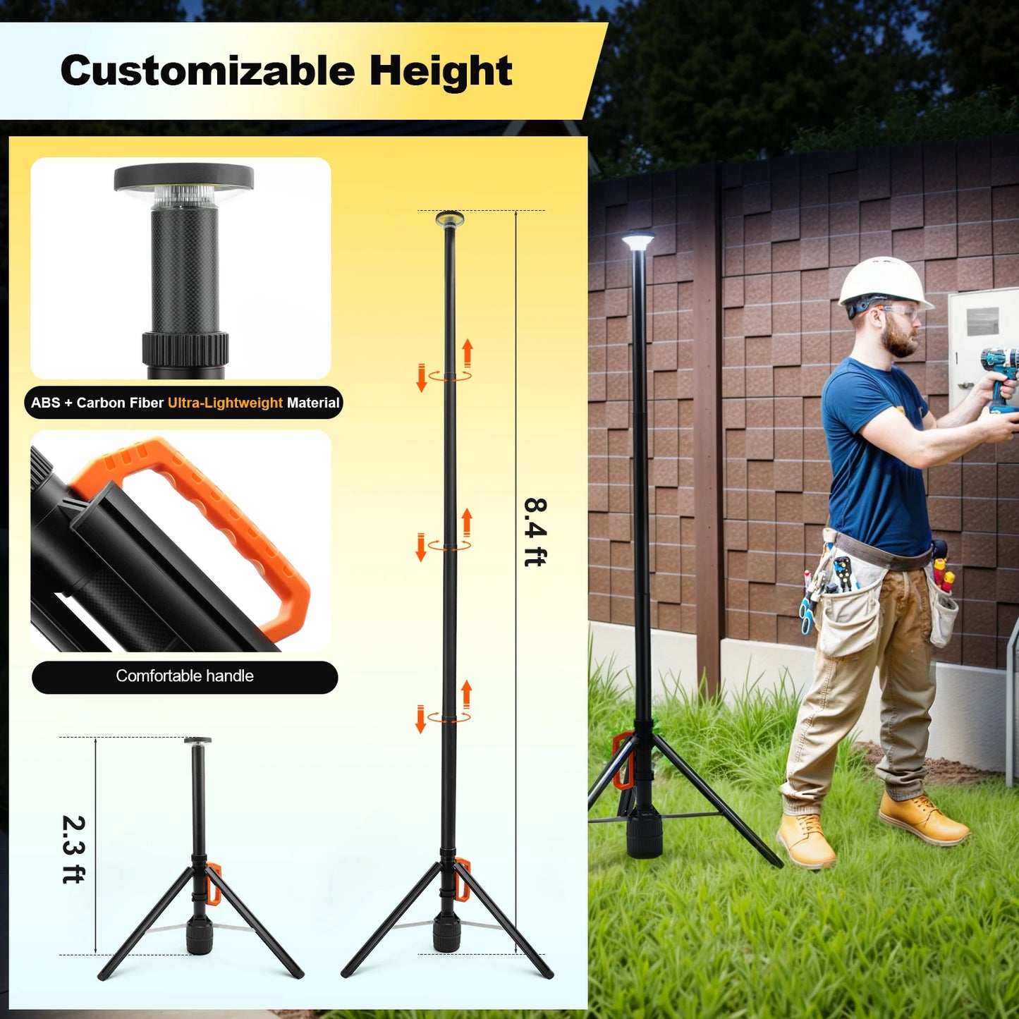 360 Degree Rechargeable Work Light With Remote Control 3CCT Dimmable