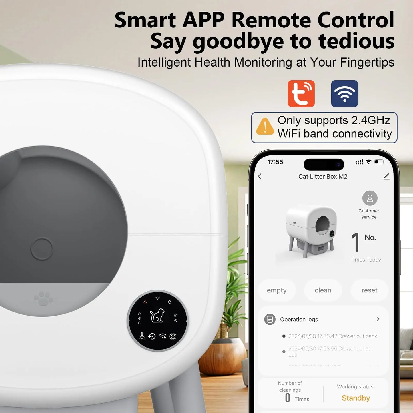 Fumoi Smart Self Cleaning Cat Litter Box Large Capacity With App Control