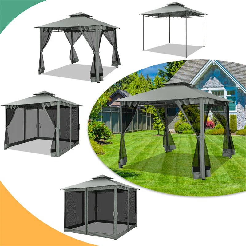 Tooluck Gazebo With Double Roof Steel Frame For Patio