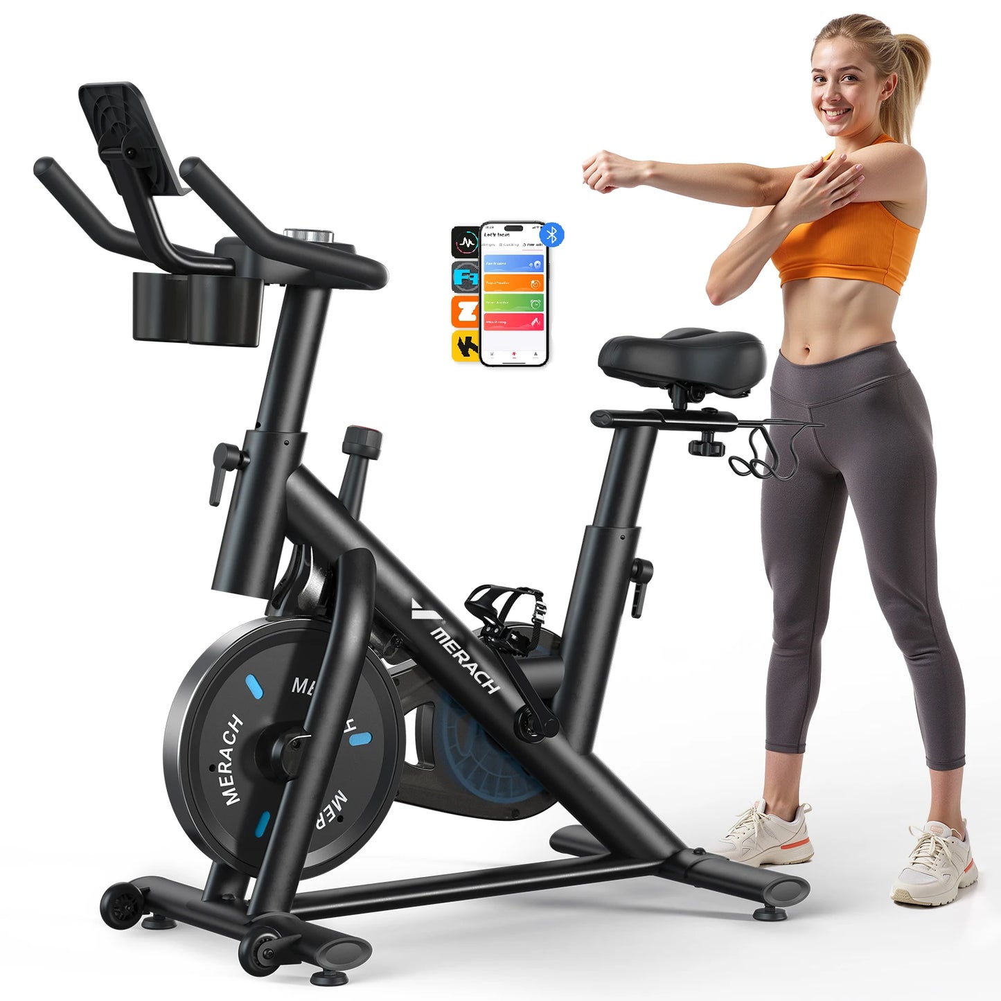Merach Magnetic Indoor Exercise Bike With App Courses Low Noise