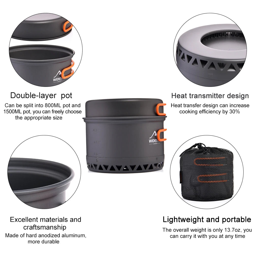 Widesea Camping Cookware Set Outdoor Kettle Pot Travel