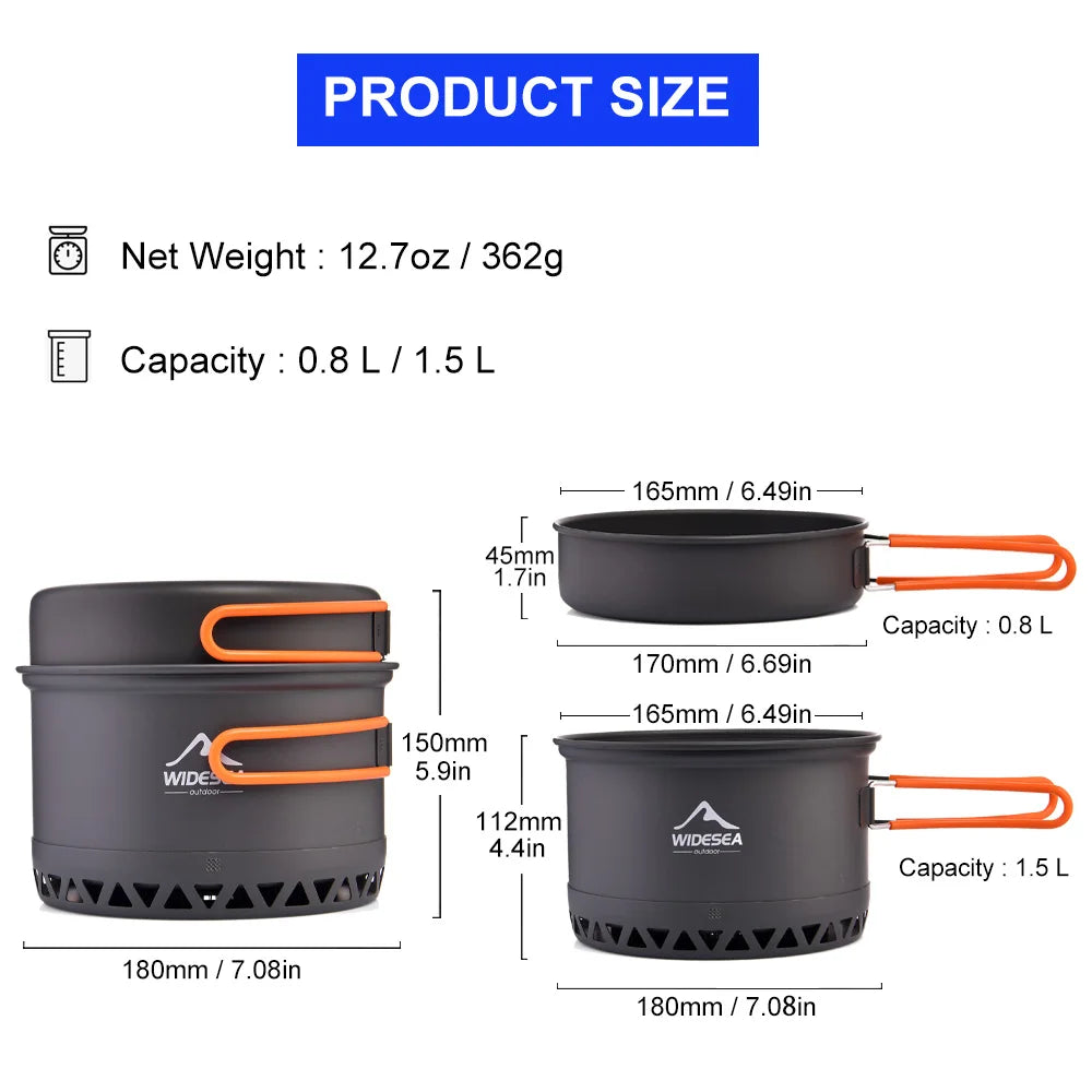 Widesea Camping Cookware Set Outdoor Kettle Pot Travel