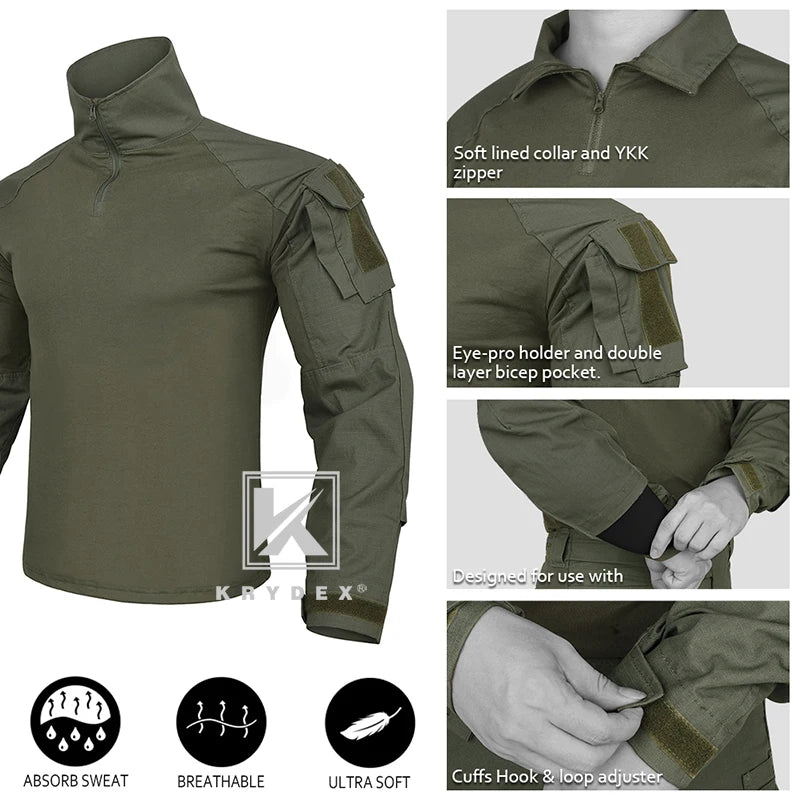 KRYDEX Tactical Camouflage Shirt And Pants Set For Hunting Outdoors