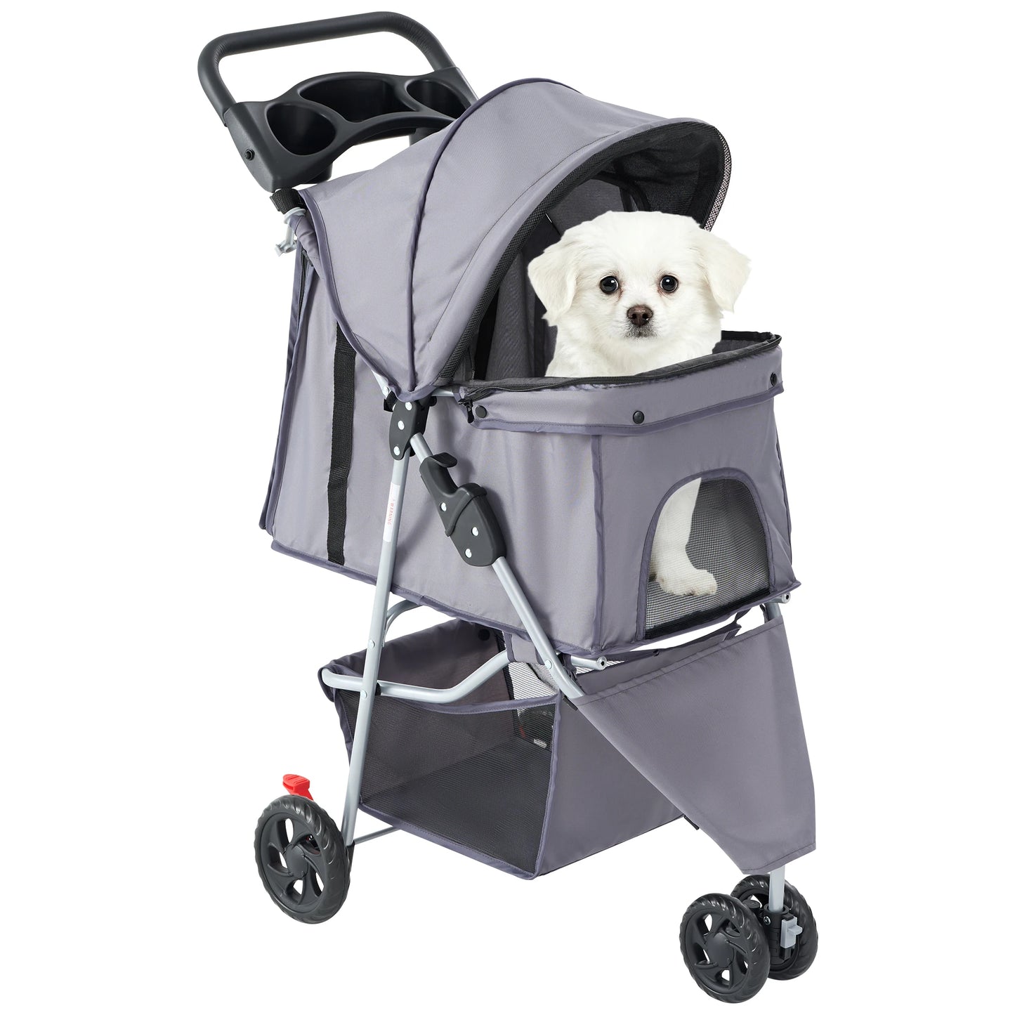 3 Wheel Foldable Pet Stroller For Small Dogs And Cats With Mesh