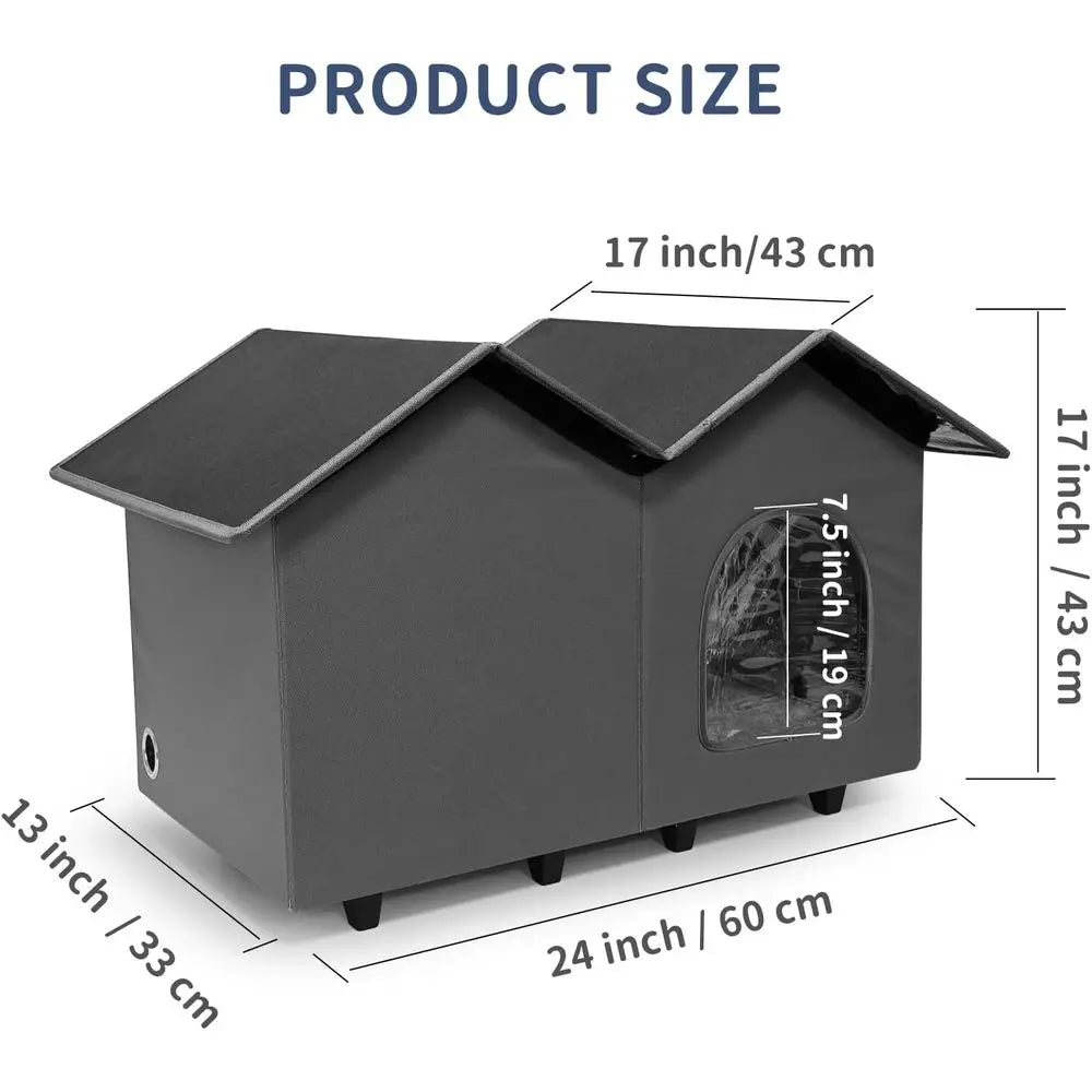 Heated Cat House With Elevated Bed For Indoor Outdoor Cats