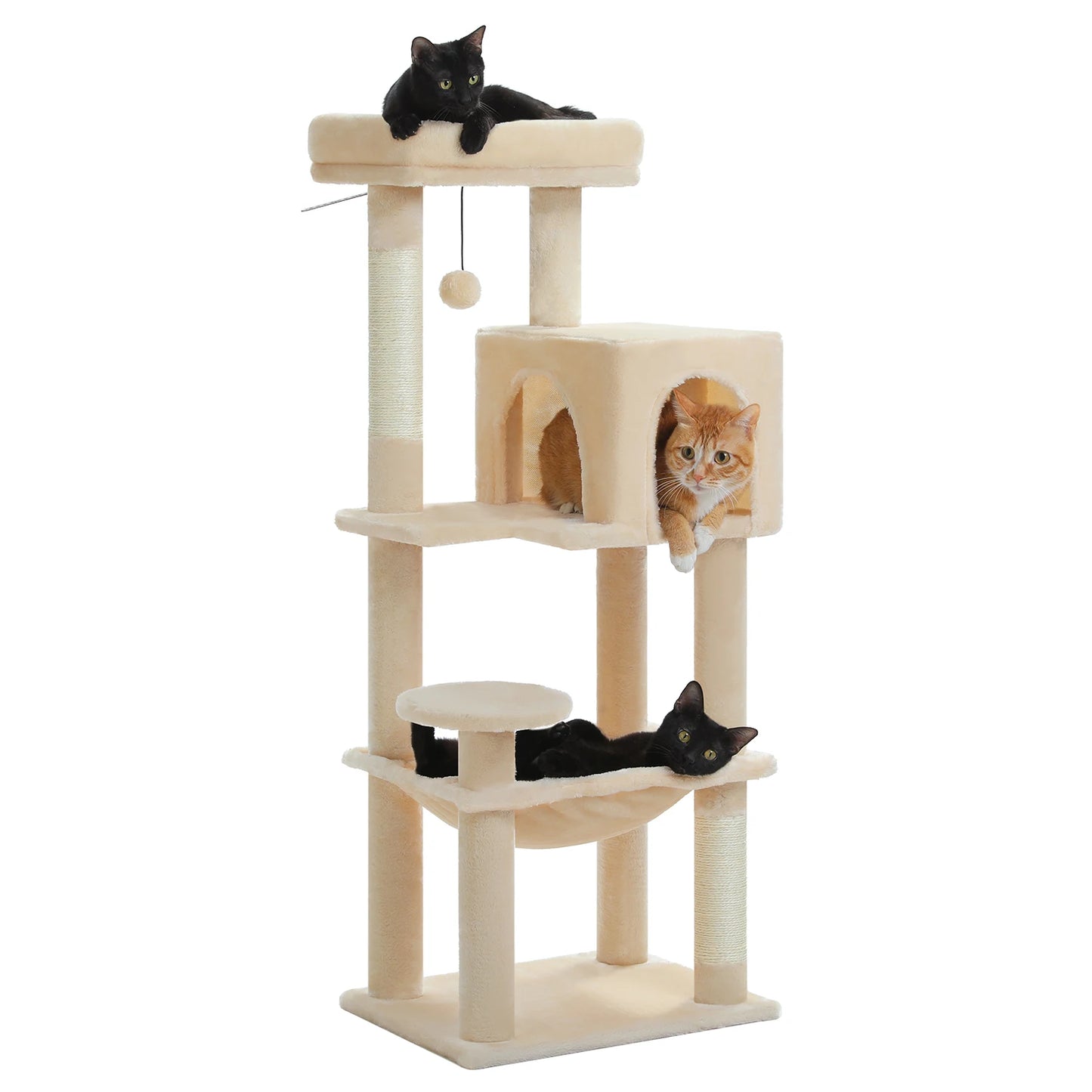 PEQULTI Five-Level Cat Tree Tower With Top Perch And Hammock