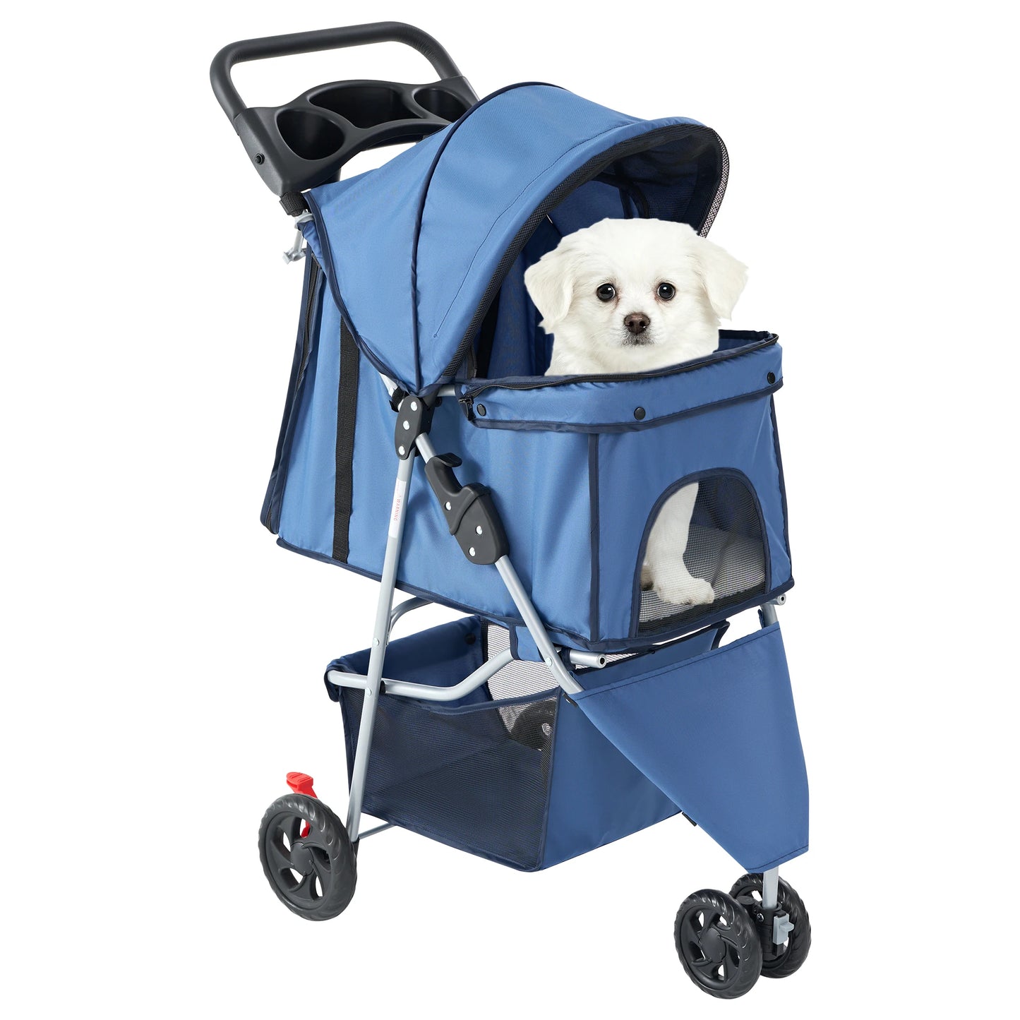 3 Wheel Foldable Pet Stroller For Small Dogs And Cats With Mesh