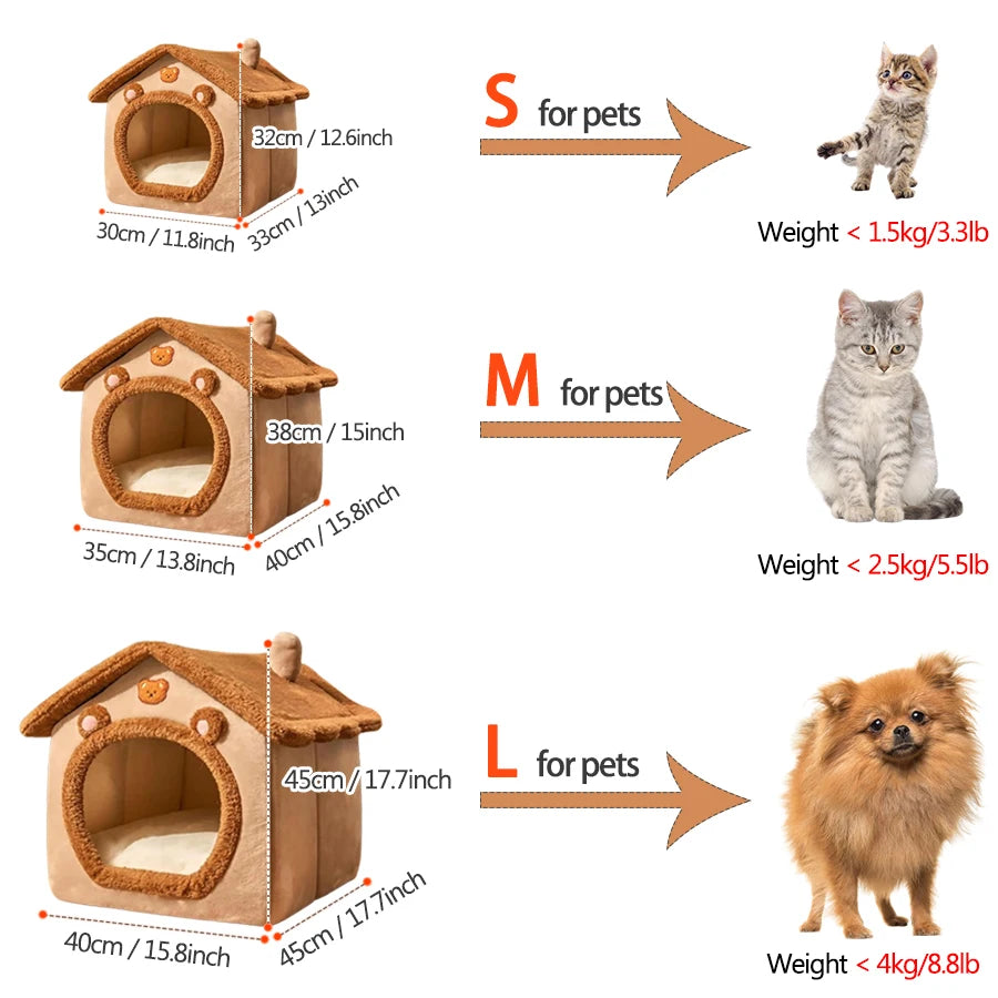 Foldable Cat House For Small Dogs And Cats Removable Bed