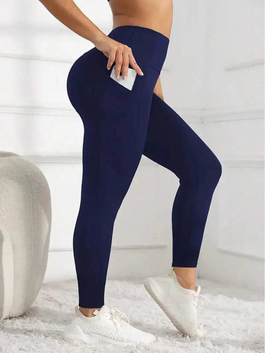 Women High Waist Yoga Leggings With Pockets Hip Lifting