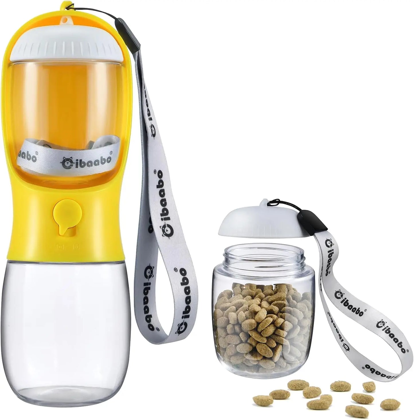 Cibaabo Dog Water Bottle With Food Container Travel Dispenser
