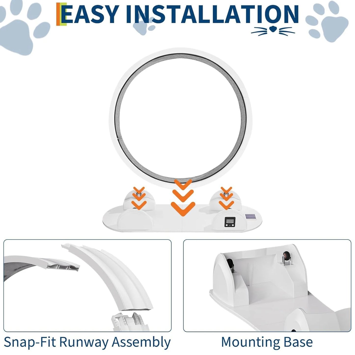 HiMISS Cat Exercise Wheel for Indoor Cats ABS Exerciser Pedometer