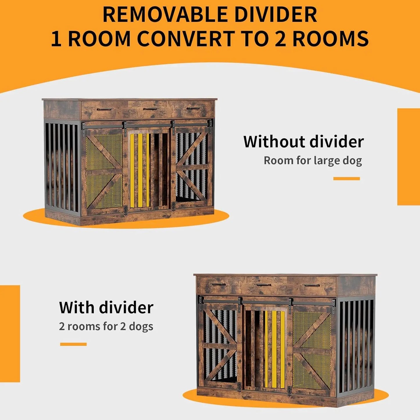 Wooden Dog Crate Furniture With Storage Drawers