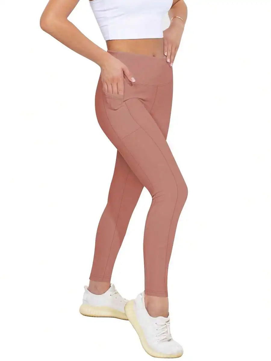 Women's High Waist Leggings With Side Pockets For Yoga And Workout