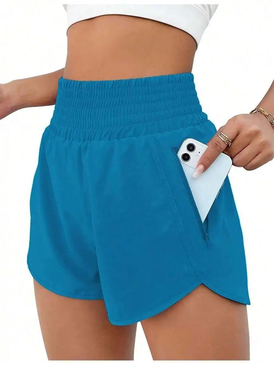 Women's High-Waisted Quick-Dry Sport Shorts With Elastic Waist For Running Yoga