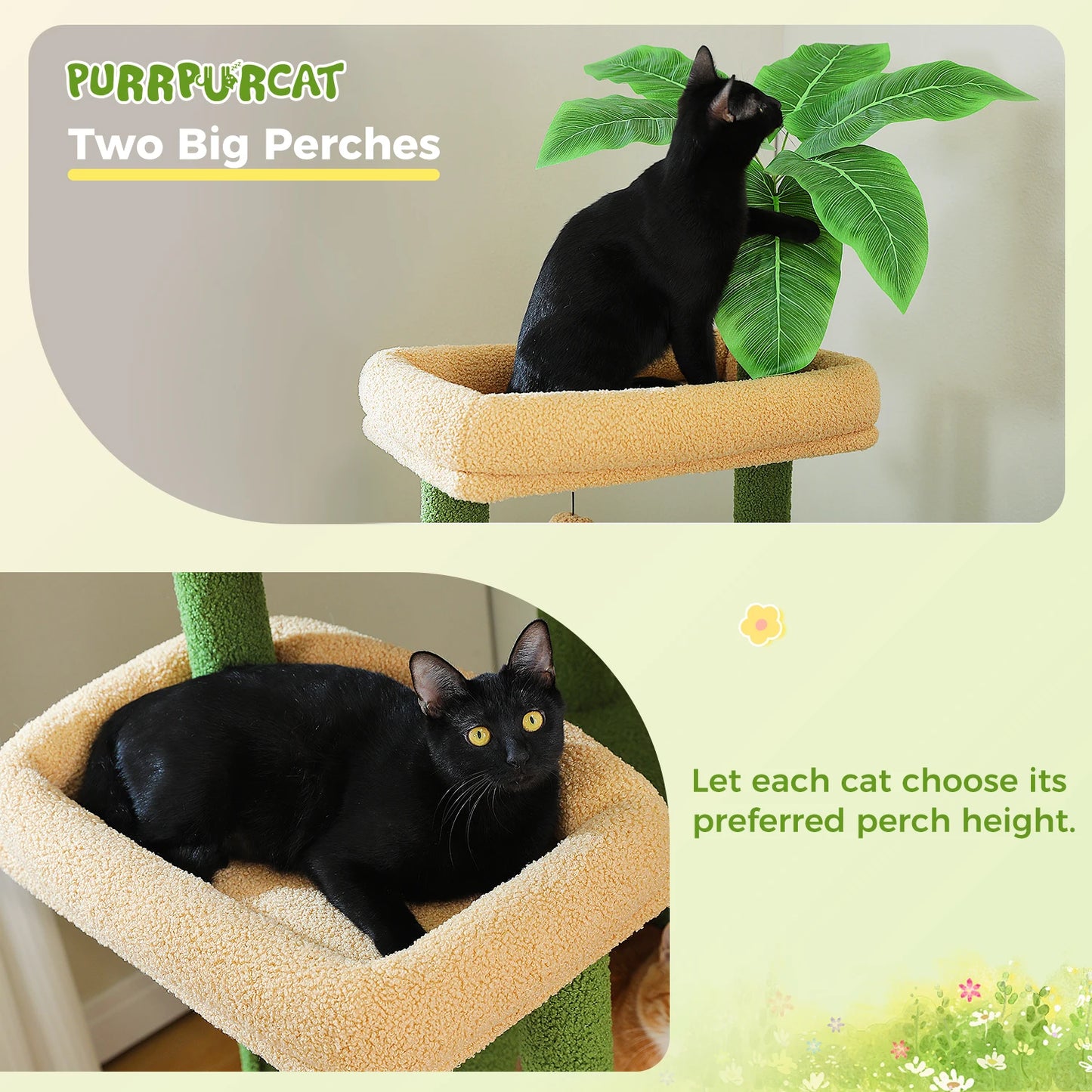 PEQULTI Cat Tree Tower With Perches, Condos, Hammocks, Sisal