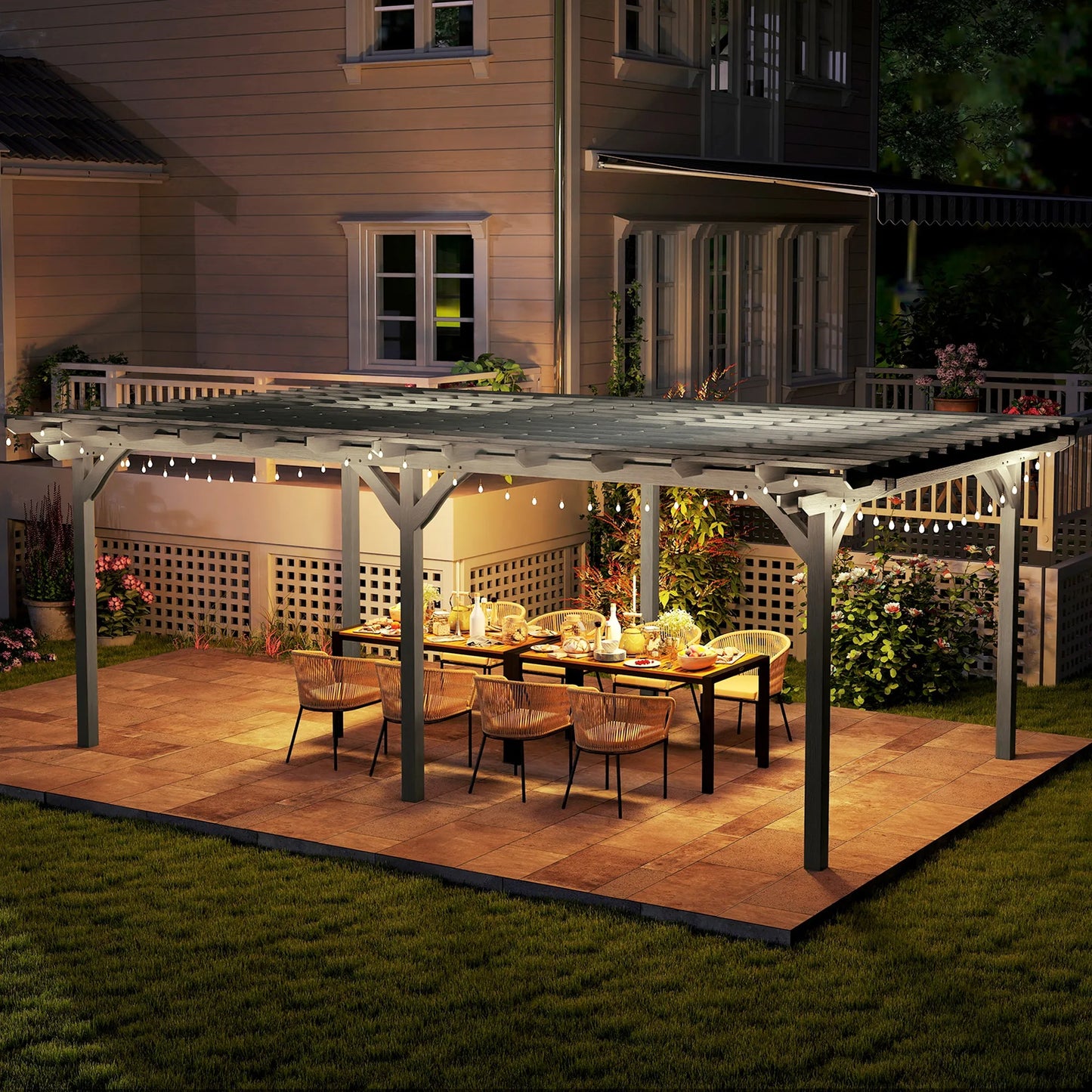 Wooden Outdoor Pergola Gazebo With Stable Structure