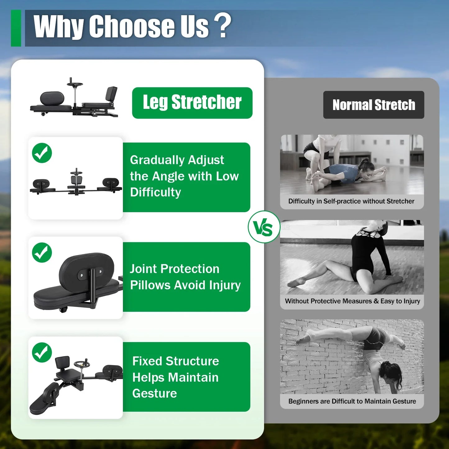 Leg Stretcher 3 Bar Leg Spreader Heavy Duty Split Machine For Flexibility