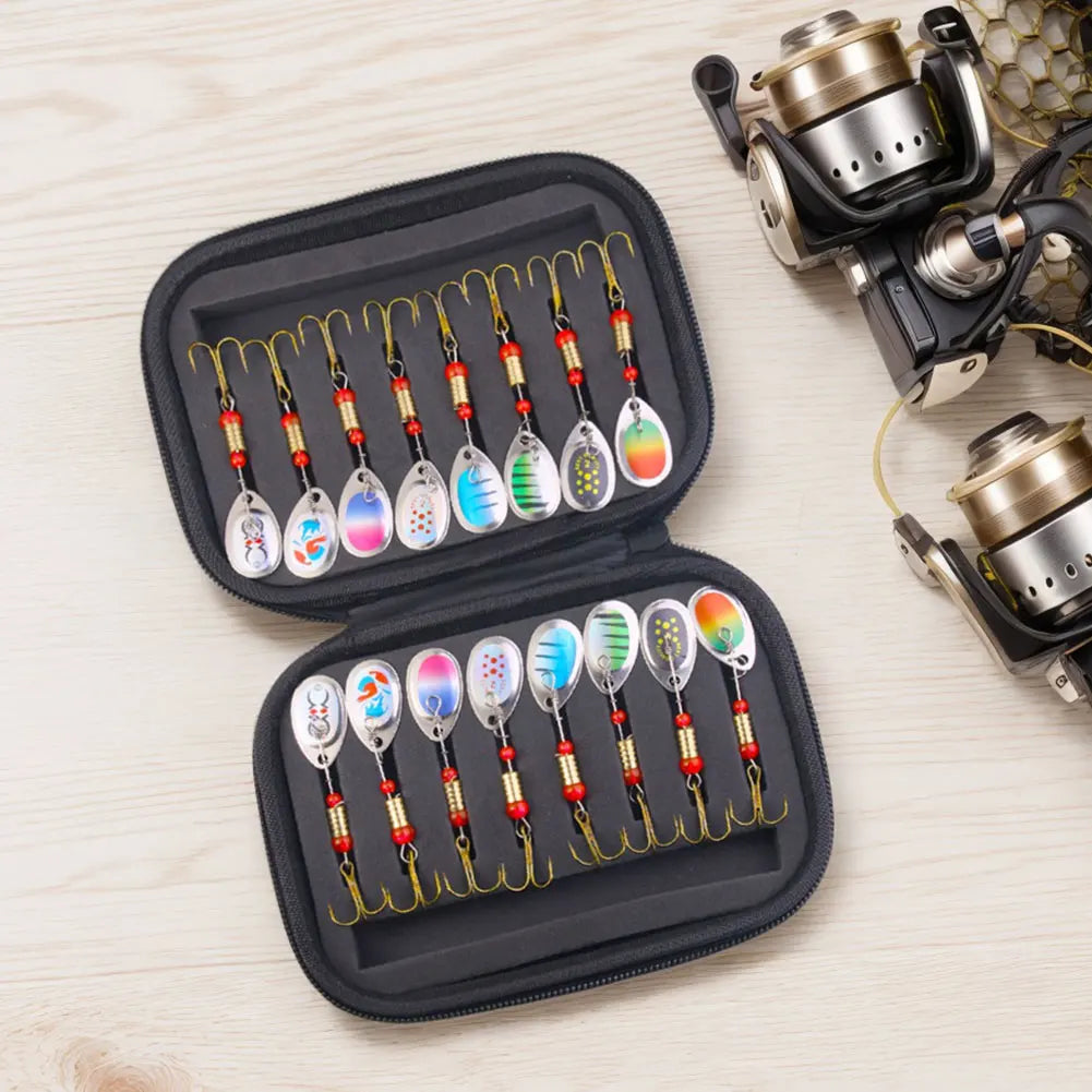 APWIKOGER 16Pcs Metal Spoon Spinner Lures With Treble Hooks