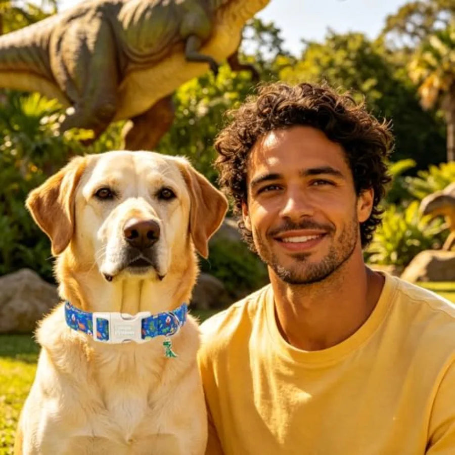 Dog Collar With Coconut Tree Pendant And Plastic Buckle For Small To Large Dogs