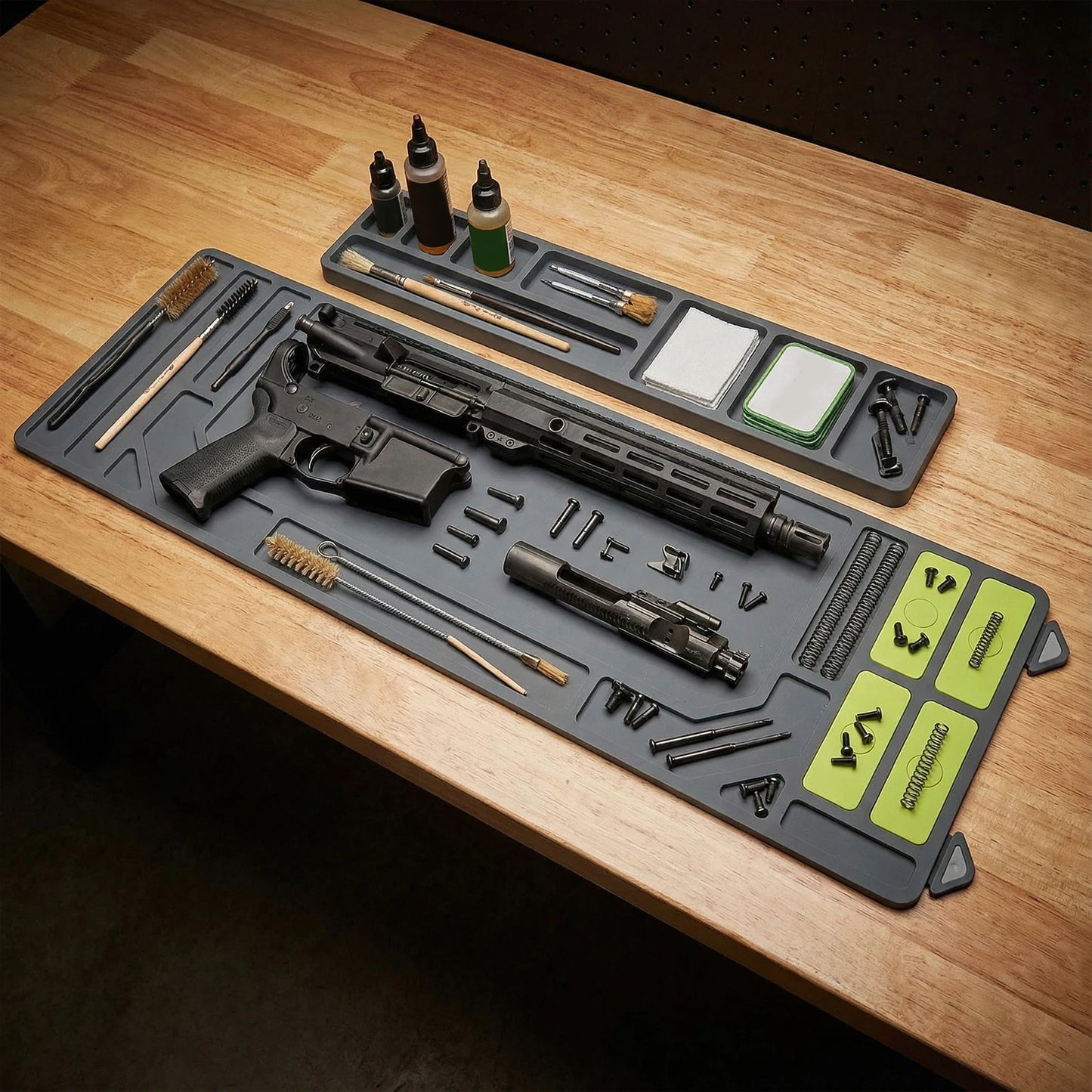Gun Cleaning Mat With Organizer Tray Anti Slip Rubberized Workbench Pad