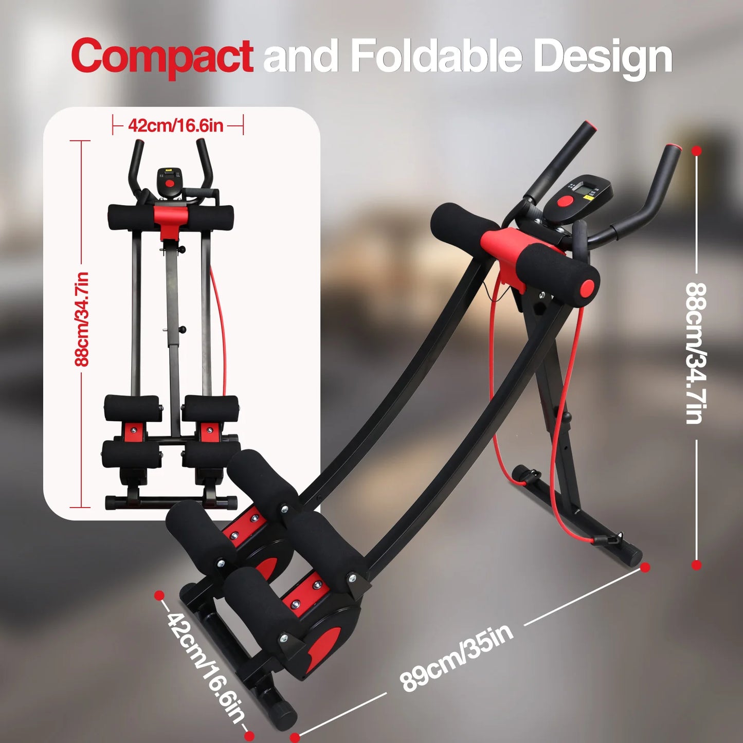 Abdominal Roller Machine With Adjustable Height And Foldable Design