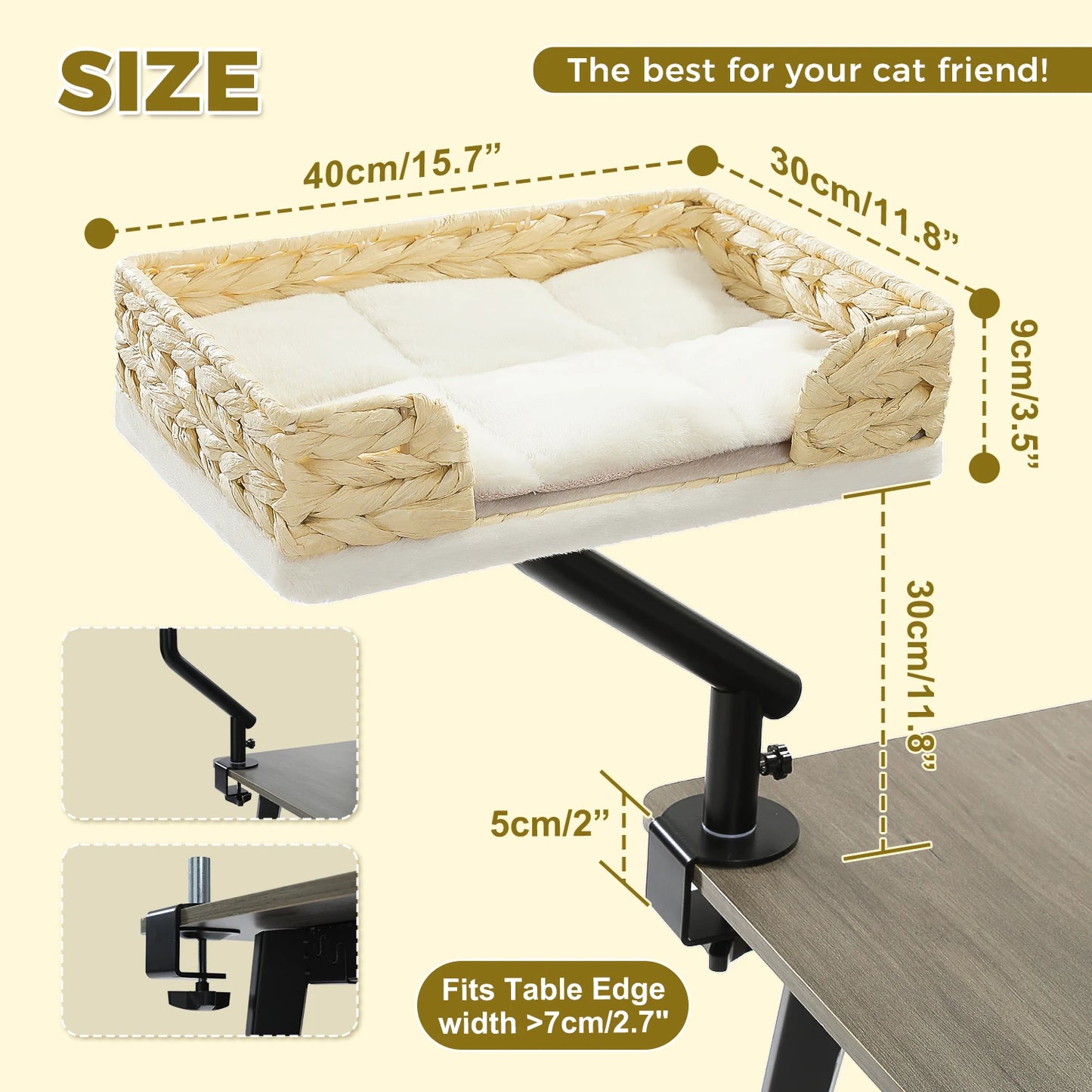 PAWZ Road Cat Desk Bed Rotatable Stand With Plush Hammock