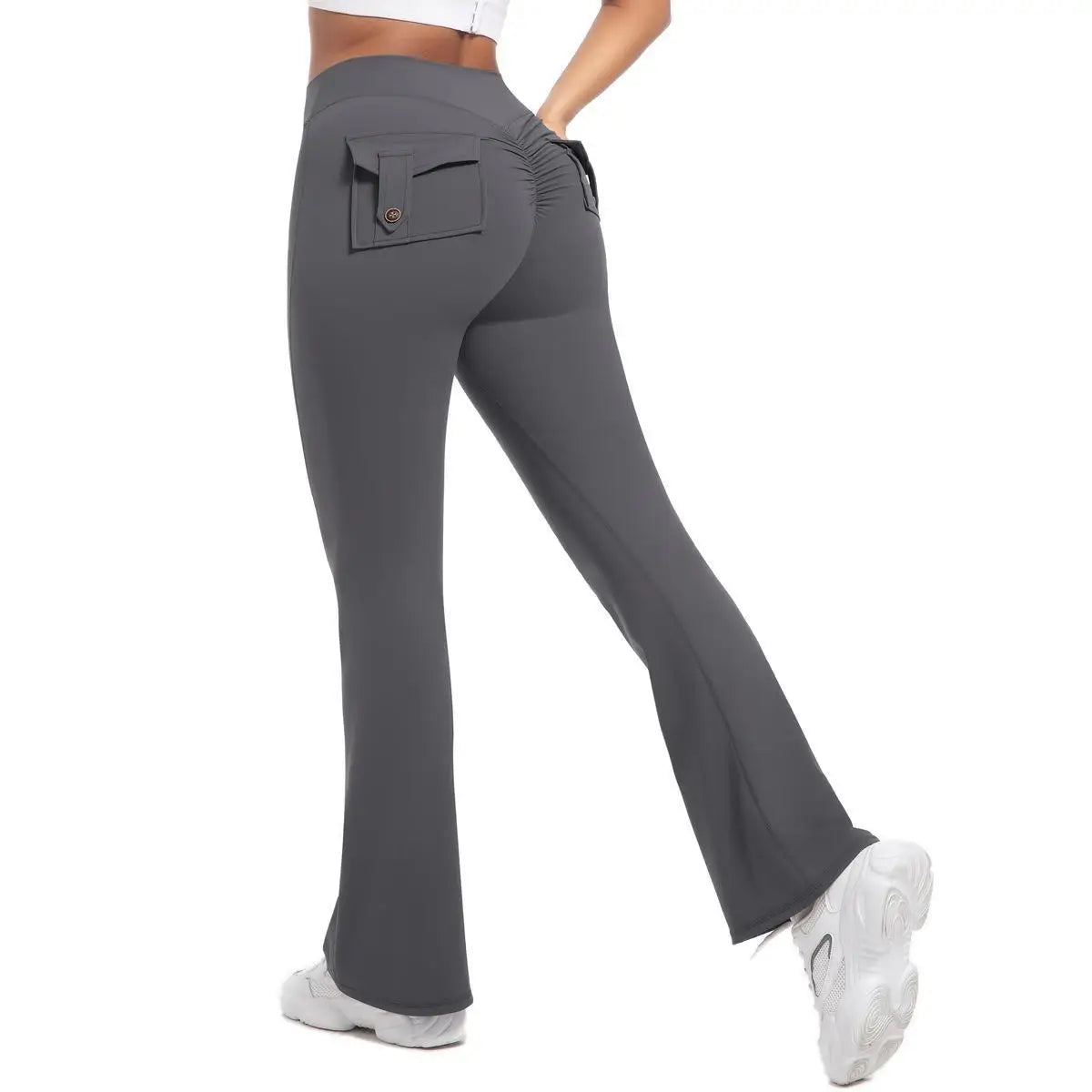 Women's Yoga Flare Trousers With Pockets For Gym And Outdoors