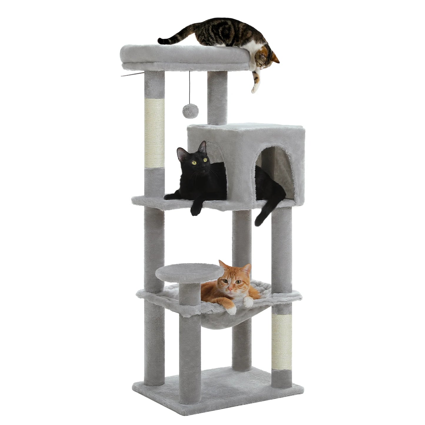 PEQULTI Five-Level Cat Tree Tower With Top Perch And Hammock