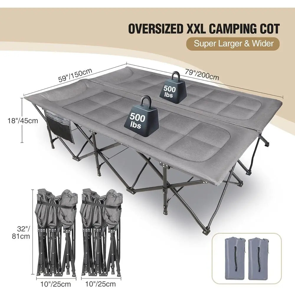 Portable Heavy Duty Camping Cot With Extra Comfortable Pad