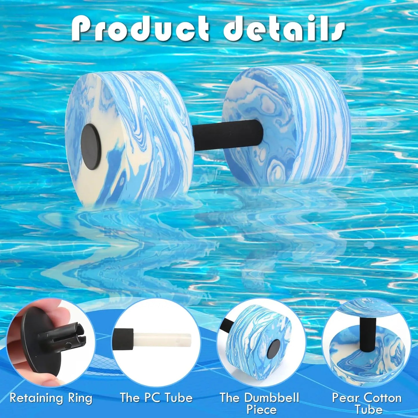 Aqua Foam Dumbbells for Water Aerobics and Pool Fitness