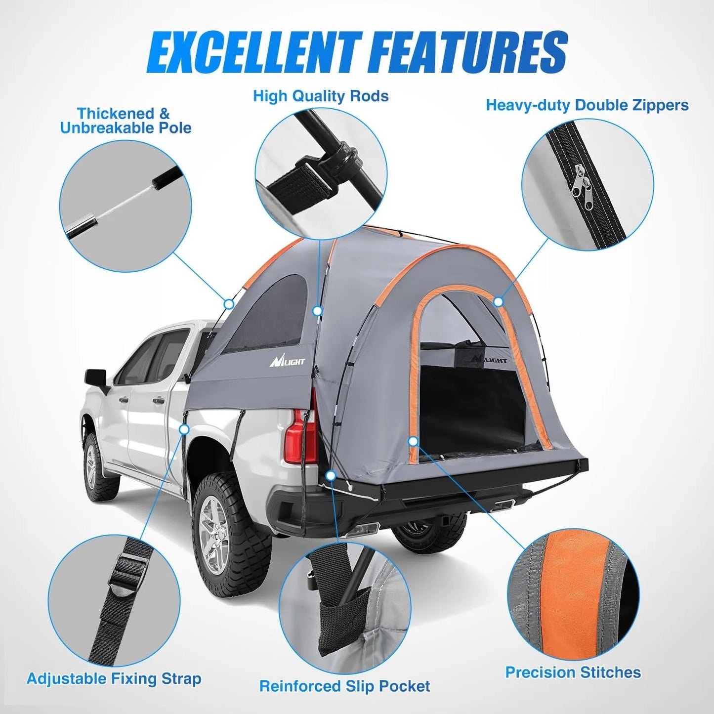 Truck Bed Tent For Full-Size Trucks Waterproof Double Layer