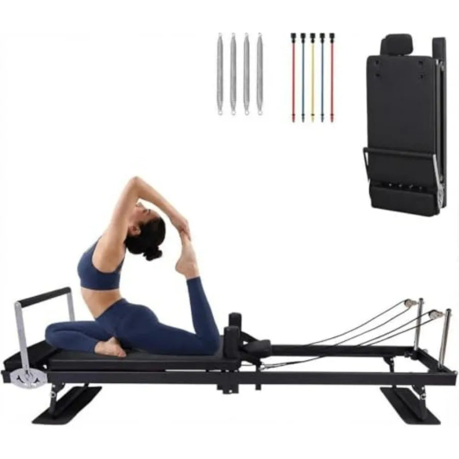 Pilates Reformer Machine Full Body Workout With Springs And Bands