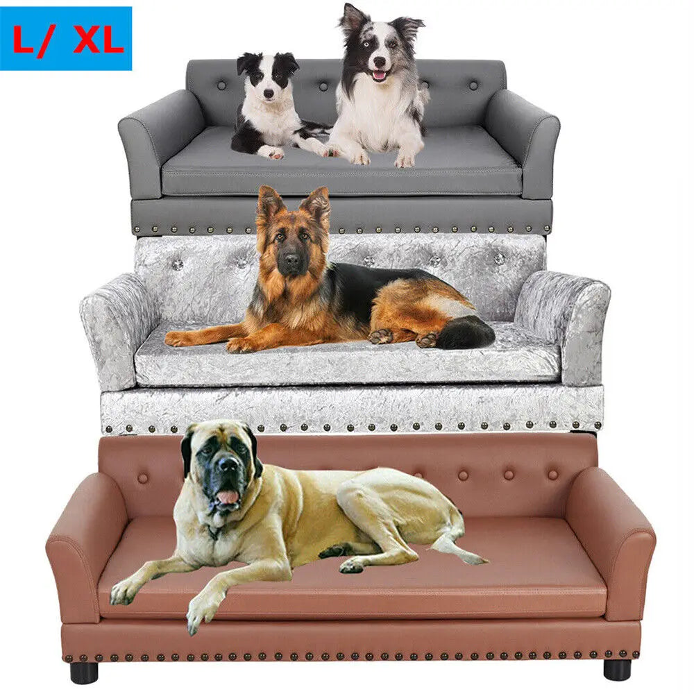 BORWART Heavy Duty Pet Sofa Raised Dog Bed Cushioned Couch Lounge
