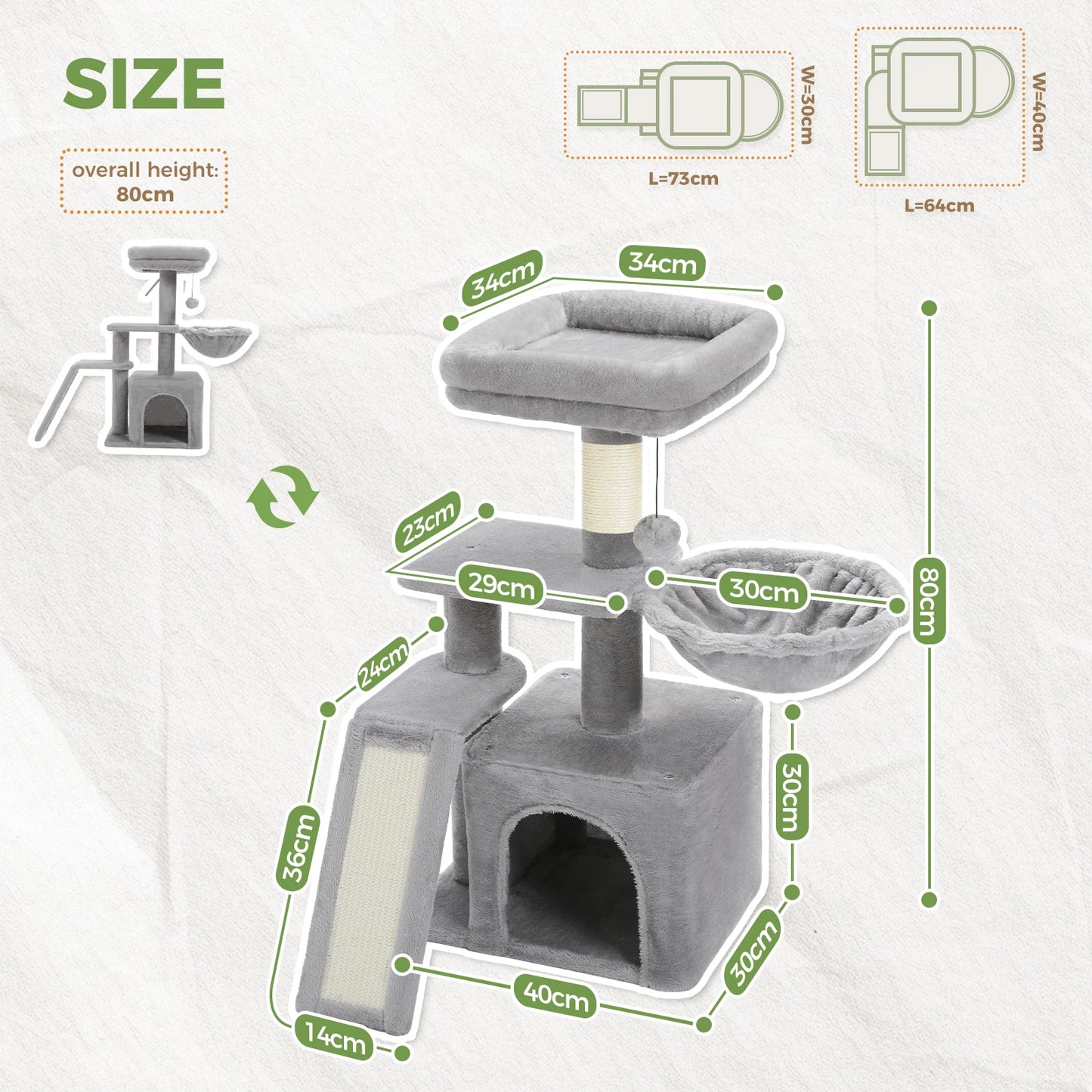 Premium PAWZ Road Cat Tree Tower With Scratching Posts