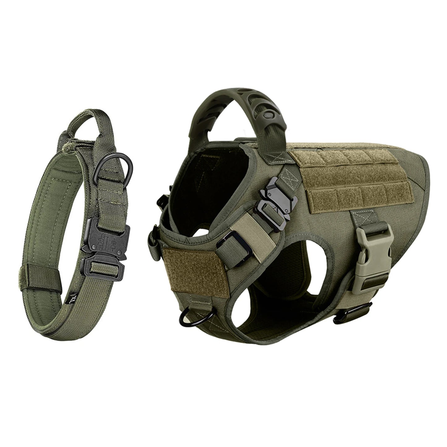 Nylon Dog Harness And Collar Set, Adjustable Tactical Vest For Outdoor Walking