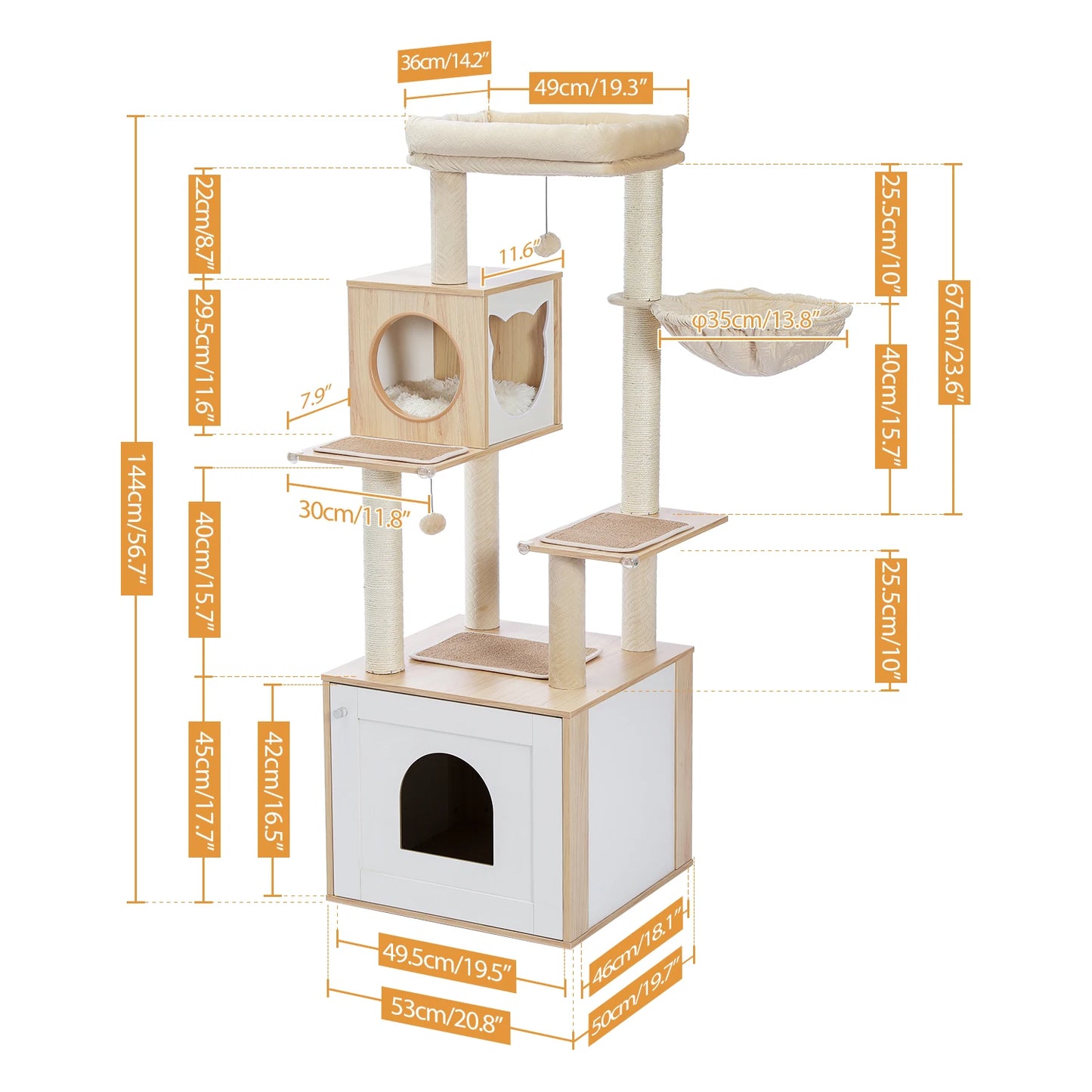 PAWZ Ro Multi Level Indoor Cat Tree With Scratching Posts