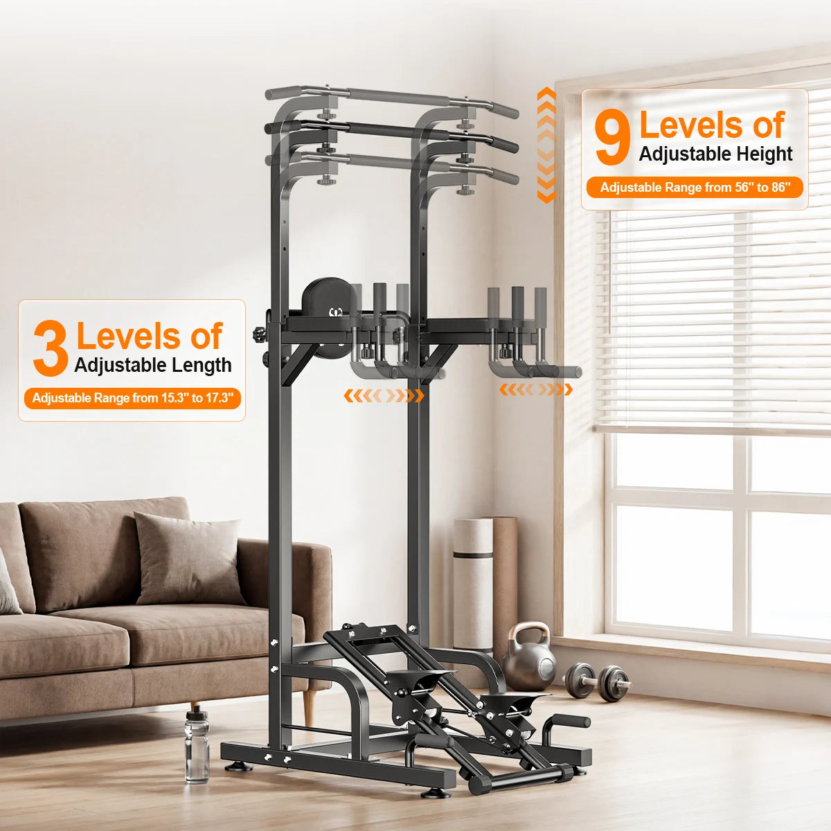 Multifunctional Power Tower Pull Up Dip Station Home Gym 450LBS