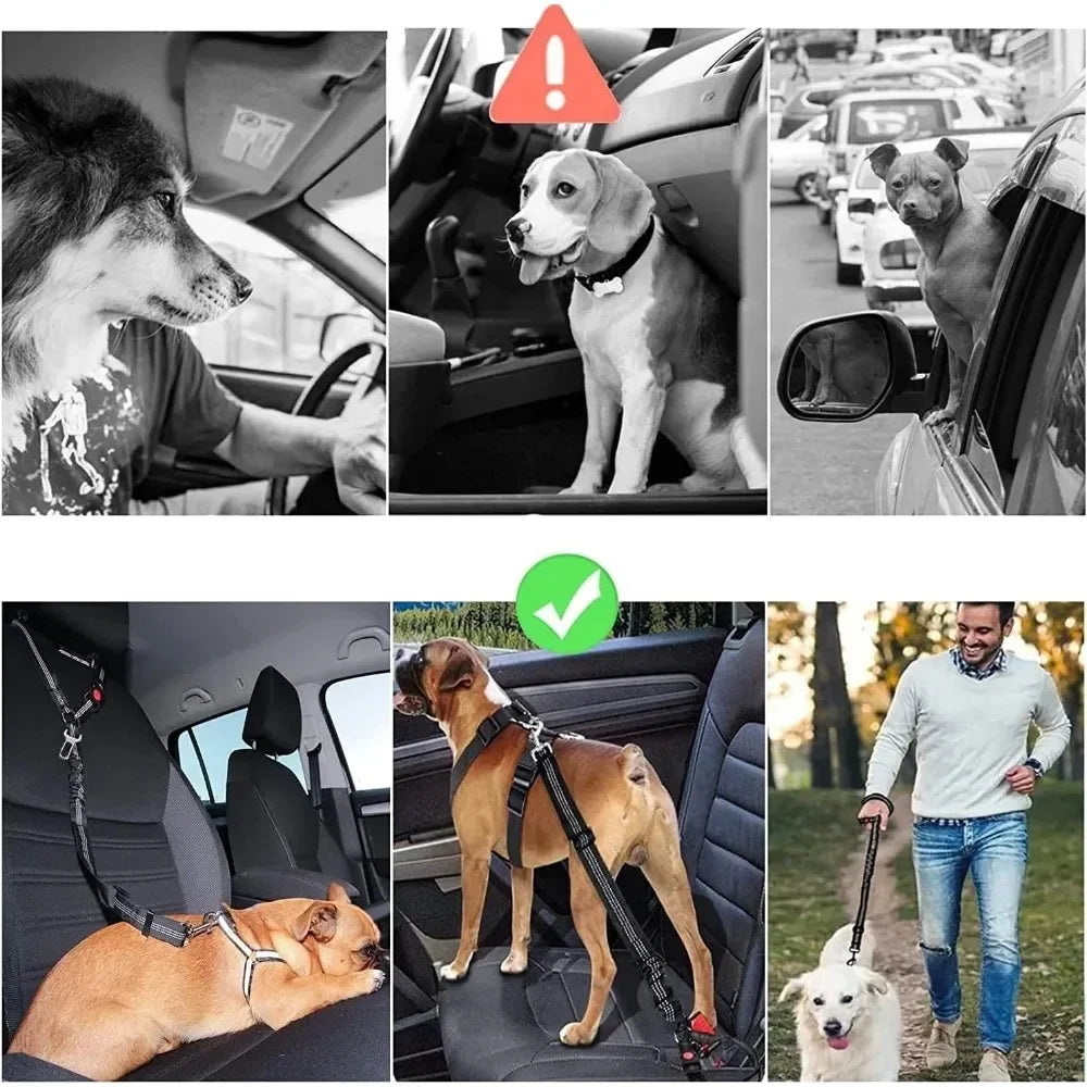 Dog Car Seatbelt Headrest Restraint Reflective Safety Tether