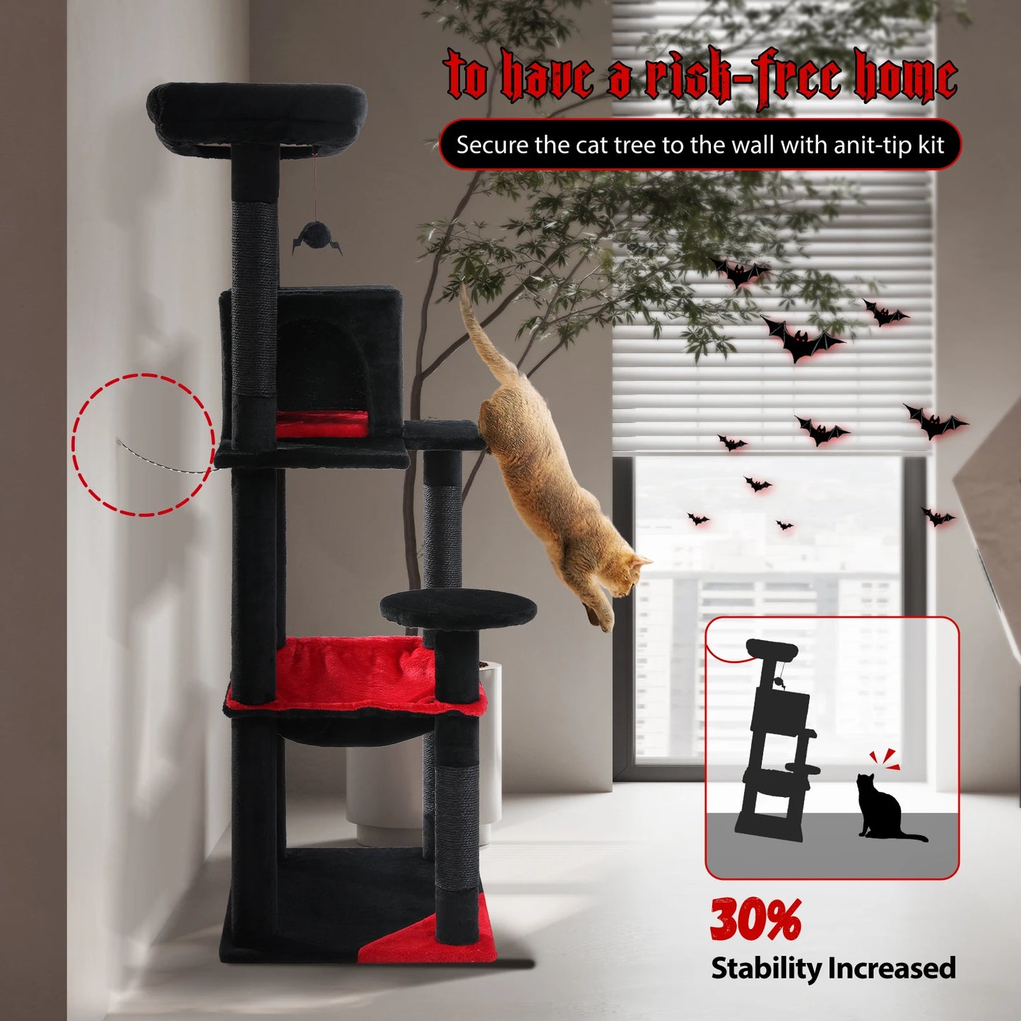 PAWZ Road Gothic Cat Tree for Indoor Cats With Tower