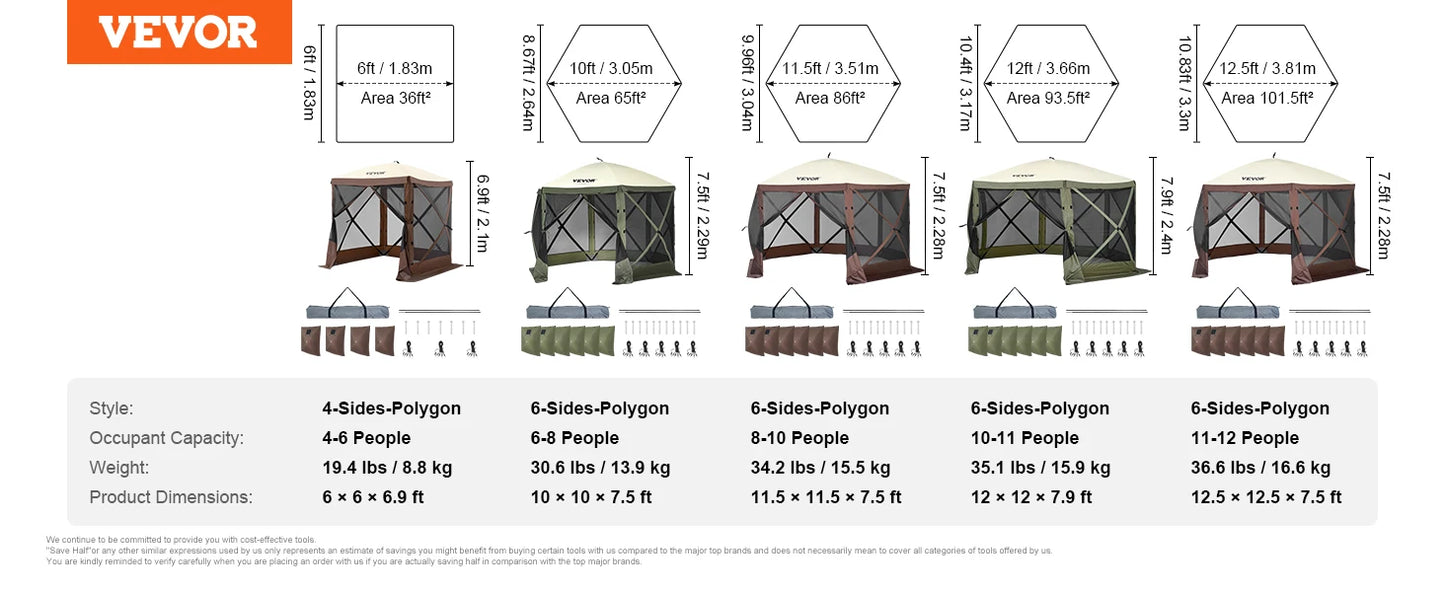 Pop Up Gazebo Tent Canopy Sun Shelter With Privacy Panels