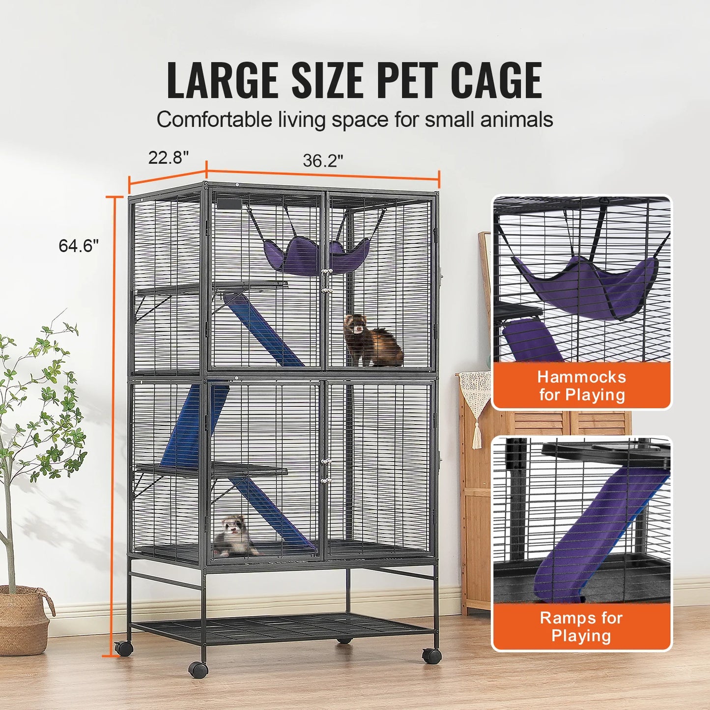 SucceBuy Four-Tier Rolling Metal Ferret Cage Ideal For Pets