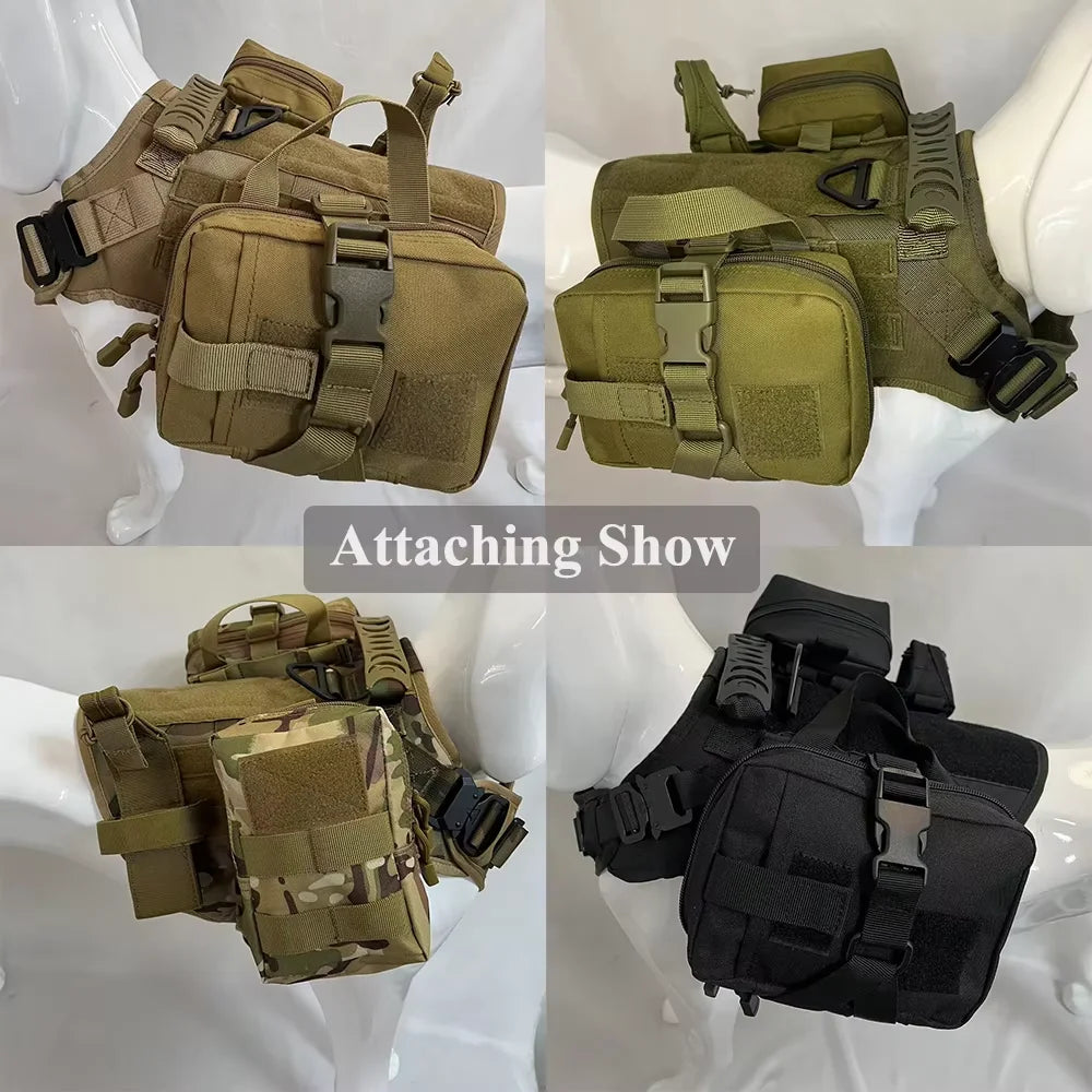 Dog Tactical Bags Set Molle Pouches Belt Attach Harness Gear