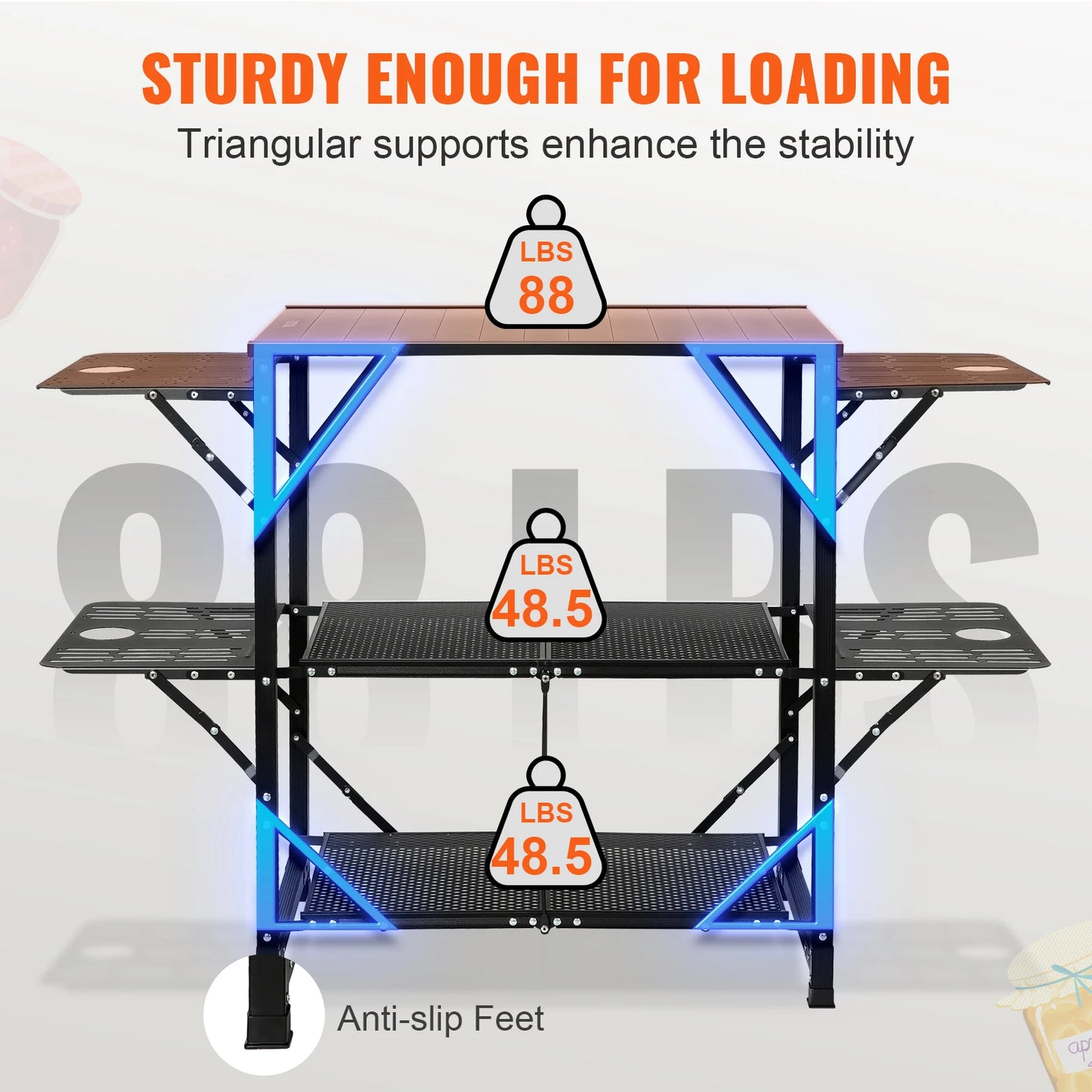 SucceBuy Aluminum Folding Camping Kitchen Table Portable Outdoor Cook Station