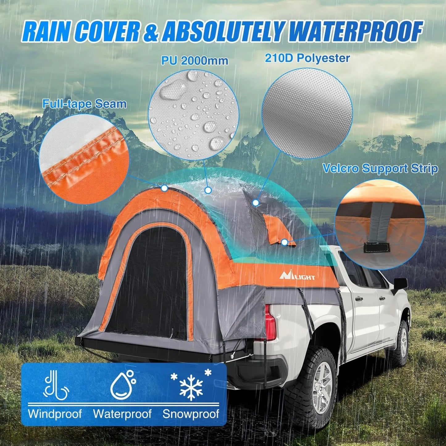 Truck Bed Tent For Full-Size Trucks Waterproof Double Layer