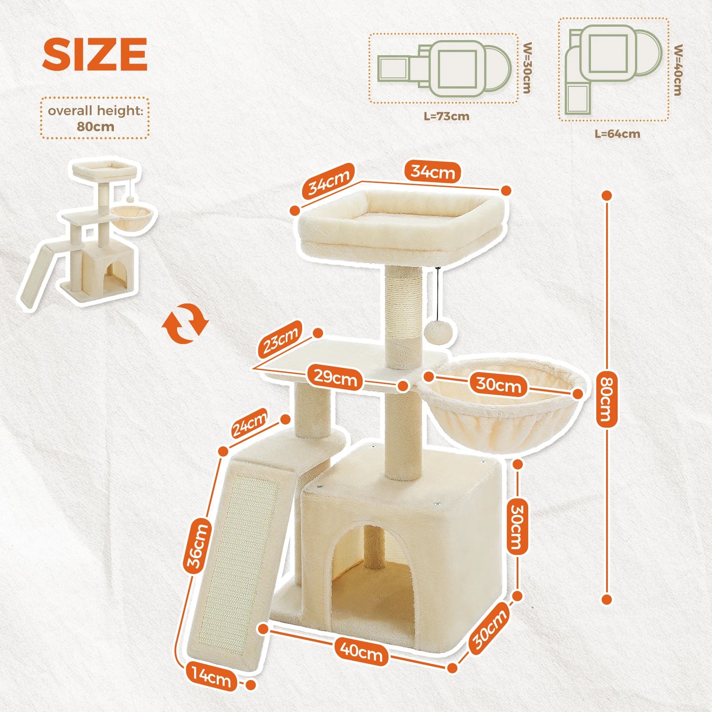 Premium PAWZ Road Cat Tree Tower With Scratching Posts