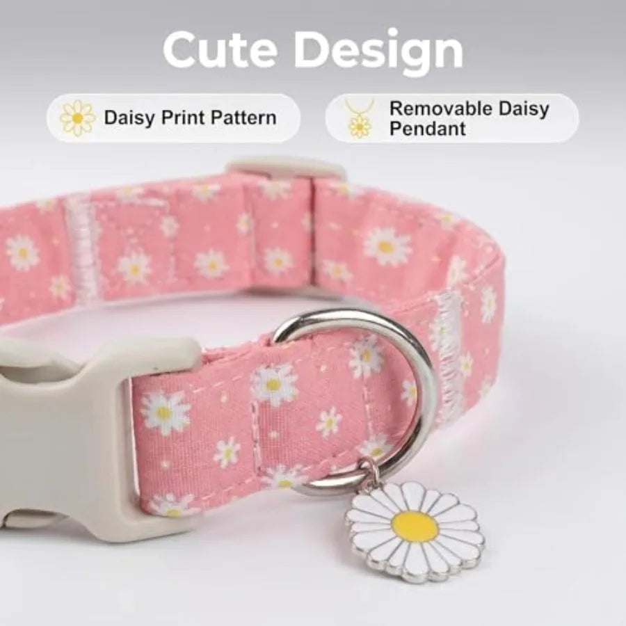 Daisy Quick-Release Dog Collar Soft Cotton Summer Collar