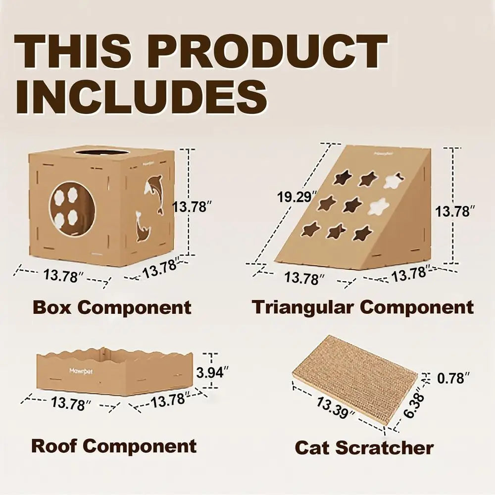 DIY Cat Scratcher Cardboard House For Indoor Cats Hideout