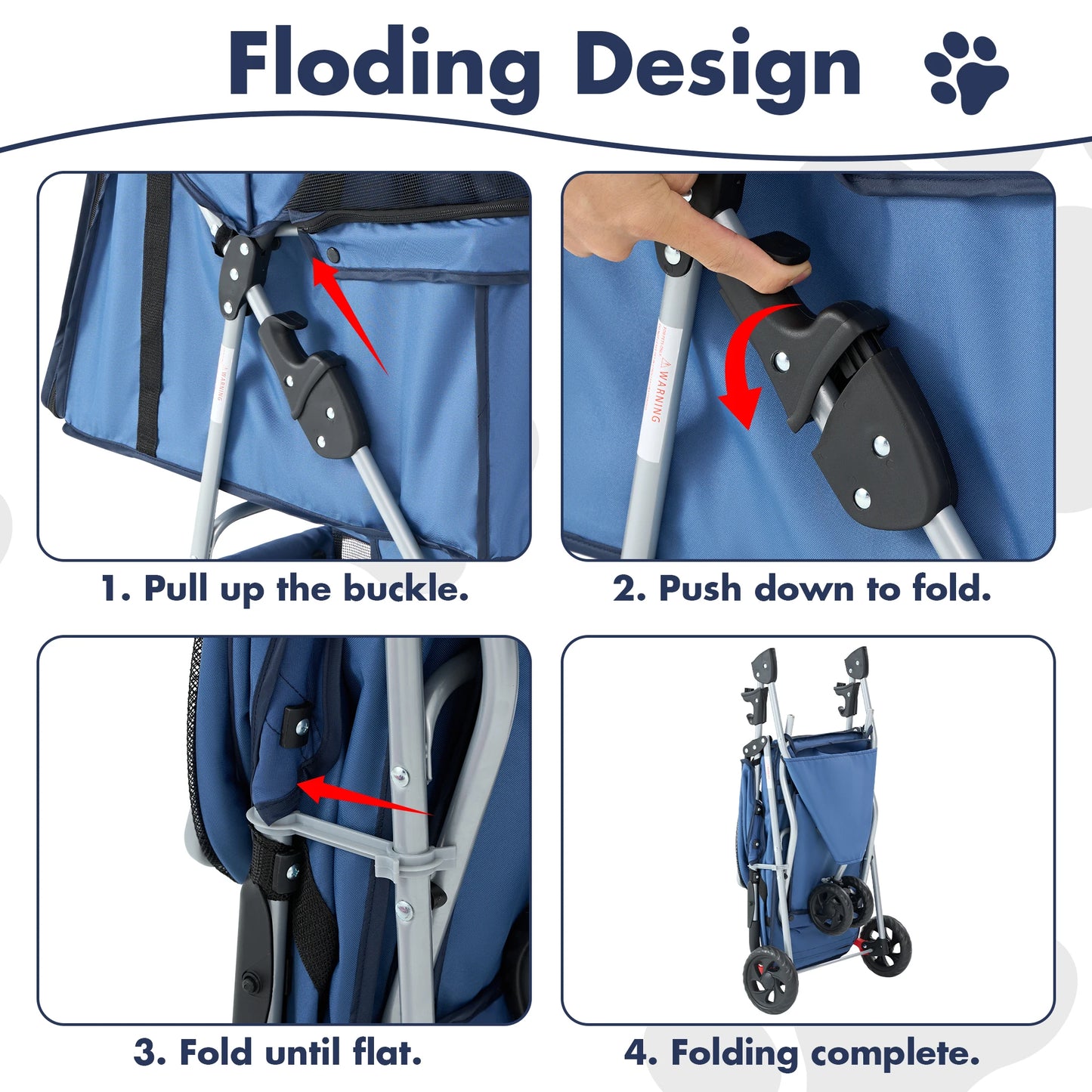 3 Wheel Foldable Pet Stroller For Small Dogs And Cats With Mesh