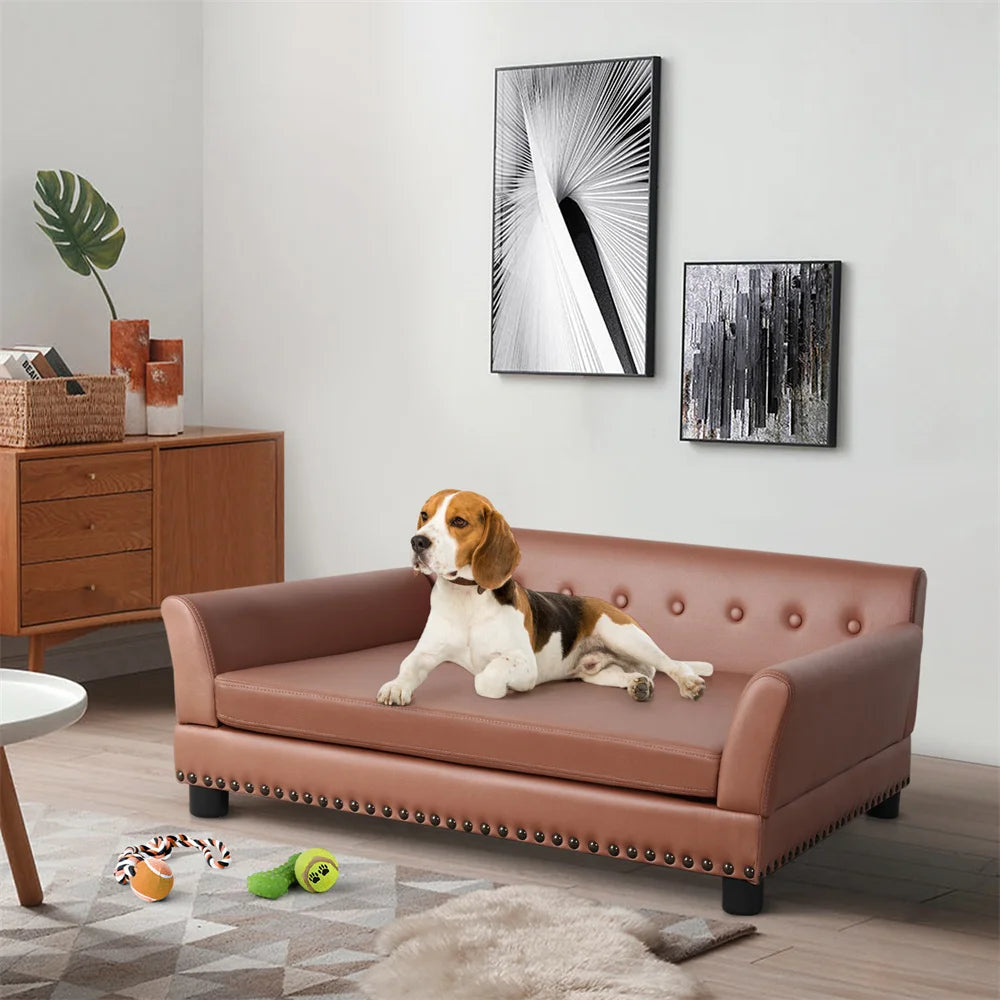 BORWART Heavy Duty Pet Sofa Raised Dog Bed Cushioned Couch Lounge