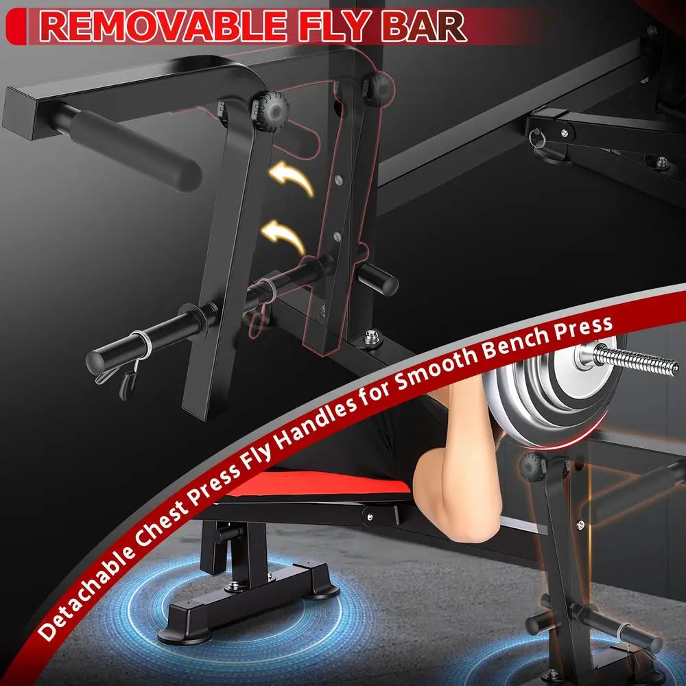 YTYIN All in One Weight Bench With Squat Rack Leg Developer Preacher Curl Rack
